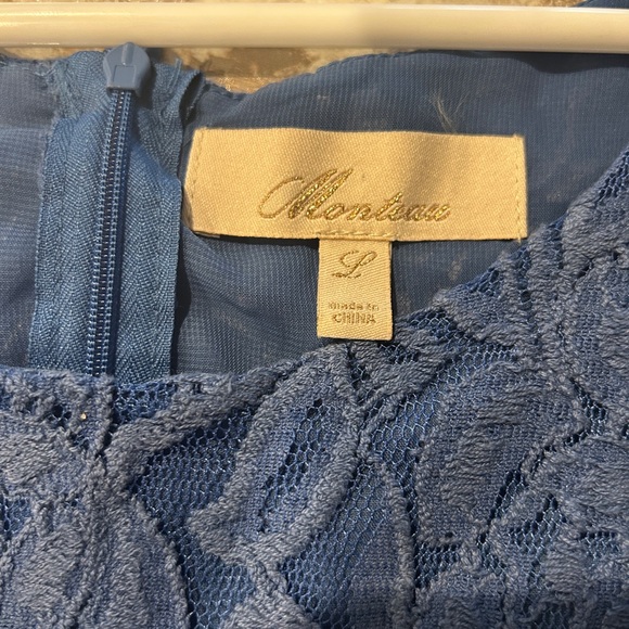 Monteau blue lace dress elastic waist large - Picture 12 of 12